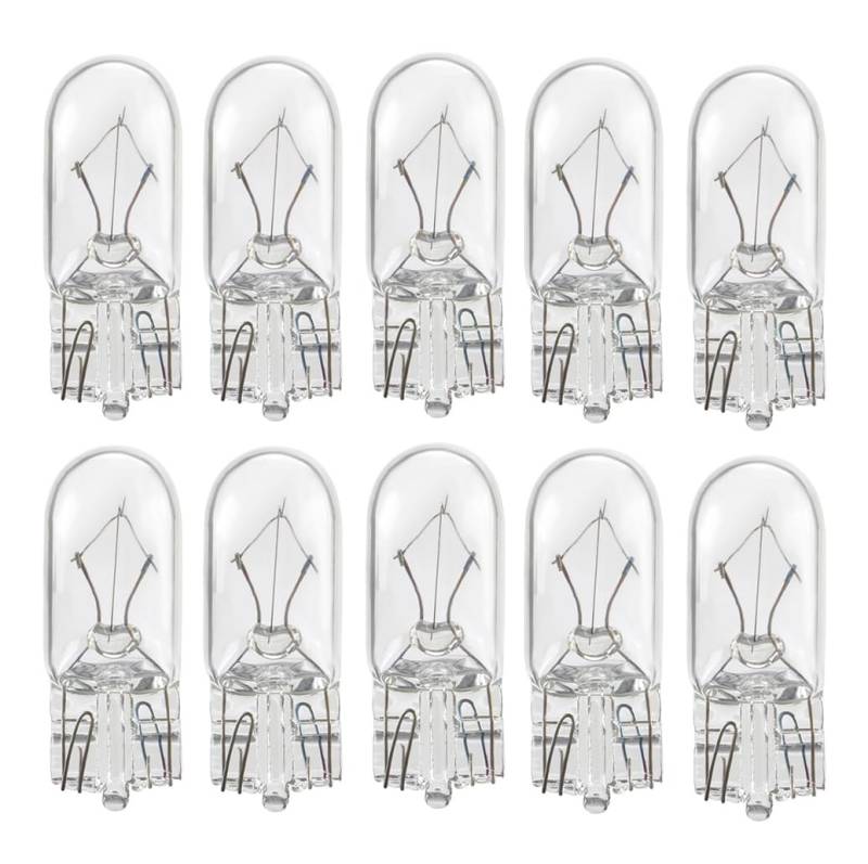 ShuoHui 10x W5W T10 12V 5W W2.1x9.5d Parking Light License Plate Lighting Glass Base Bulb Festoon Car Lamps (White) von ShuoHui