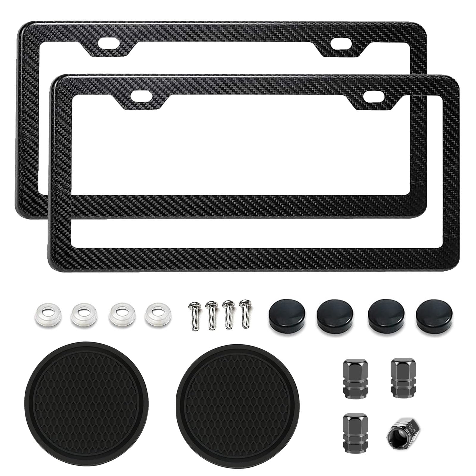Nummernschildrahmen, 2 Stück, Auto-Kennzeichenhalter, Aluminium, Metall, Nummernschild-Rahmen für Damen und Herren (Kohlefaser-Druck) von Shutuan