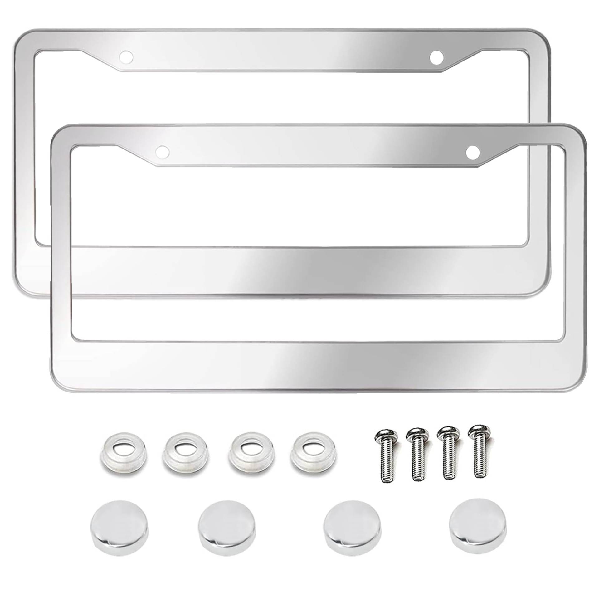 Nummernschildrahmen, 2 Stück, Auto-Kennzeichenhalter, Aluminium, Metall, Nummernschild-Rahmen für Damen und Herren (Silber) von Shutuan