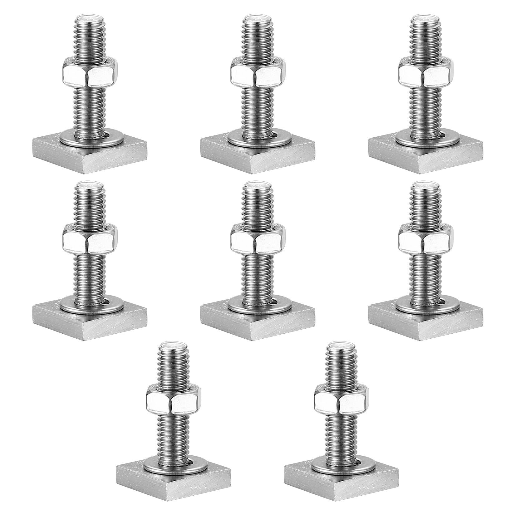 8 STK M8-30mm T-Nut Adapter, T-Nutensteine Dachträger Dachbox, Edelstahl T-Nut Nutsteine Set mit Muttern und Unterlegscheiben Kompatibel mit Thule Dachträger Relingträger Dachbox, M8-Quadratisch von SiGuLiKeJi