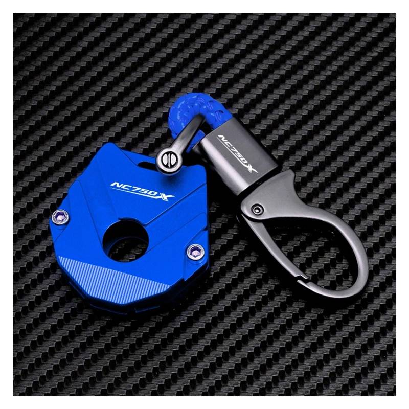 Schlüsselgehäuse aus Aluminiumlegierung Für Hon@&da NC750X NC 750X NC750 X DCT 2013-2023 Universalzubehör Motorrad-Schlüsseletui Aus Aluminium, Schutzhülle, Schlüsselanhänger(1 set Blue-B) von SiMuRYP