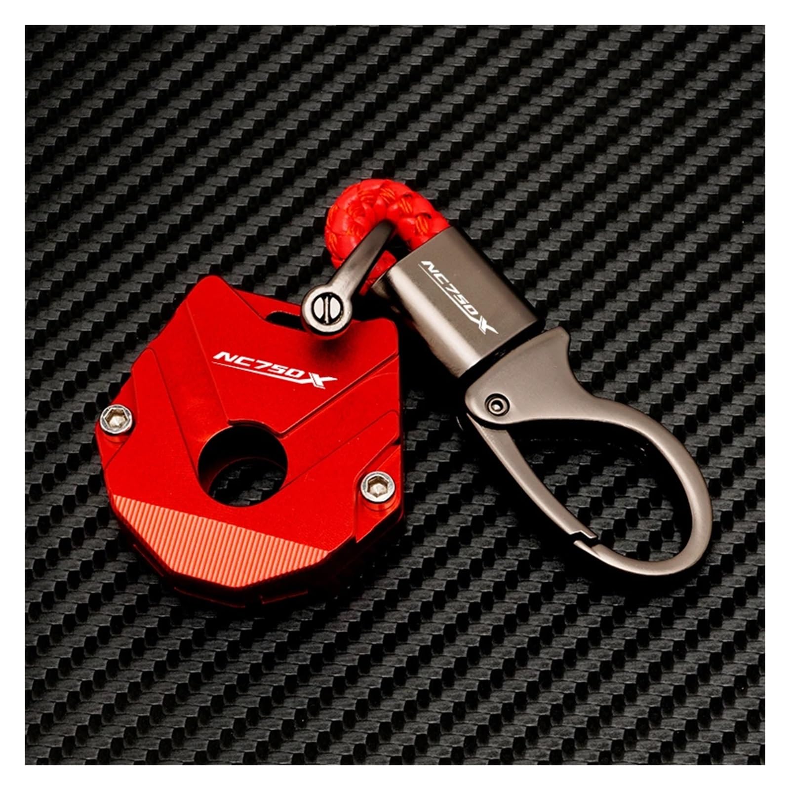 Schlüsselgehäuse aus Aluminiumlegierung Für Hon@&da NC750X NC 750X NC750 X DCT 2013-2023 Universalzubehör Motorrad-Schlüsseletui Aus Aluminium, Schutzhülle, Schlüsselanhänger(1 set Red-B) von SiMuRYP