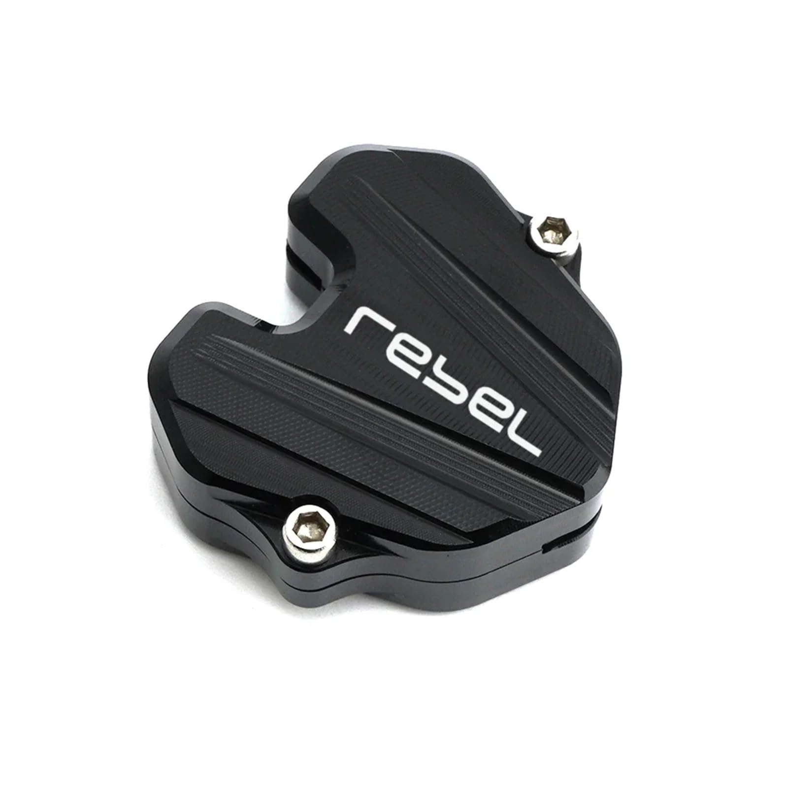 Schlüsselgehäuse aus Aluminiumlegierung Für Hon@&da REBEL Rebel 300 CM300 Mit Logo REBEL Motorrad CNC-Zubehör Schlüsseletui-Abdeckung Schlüsselgehäuse-Schutz (Schlüssel Ohne Chip)(Cover Black) von SiMuRYP