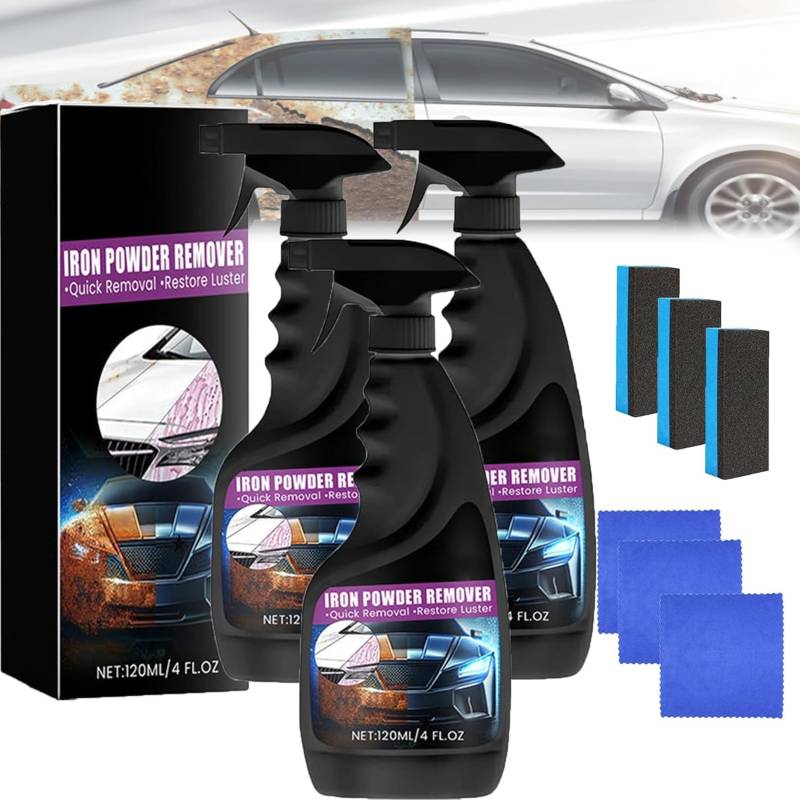 Efficient Car Rust Removal Spray Set, Automotive Rust Spot Cleaner, Iron Powder Remover for Car, Multipurpose Rust Remover Spray, Long-Lasting Protection&Gloss Restore for Car Detailing (3set) von Siapodan