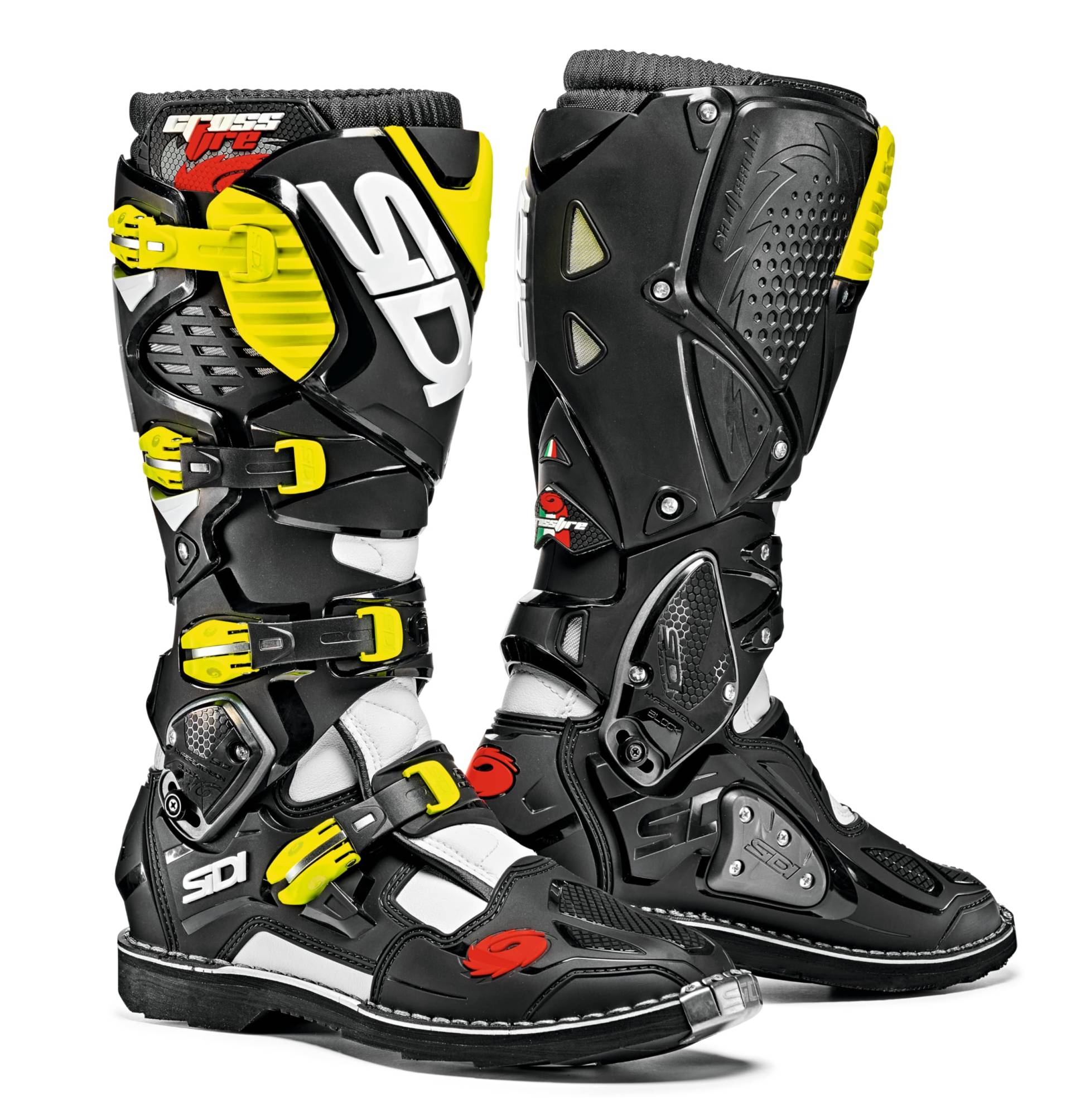 Sidi Crossfire 3 Stiefel, Schwarz-Gelb Fluo, Größe 44 von Sidi