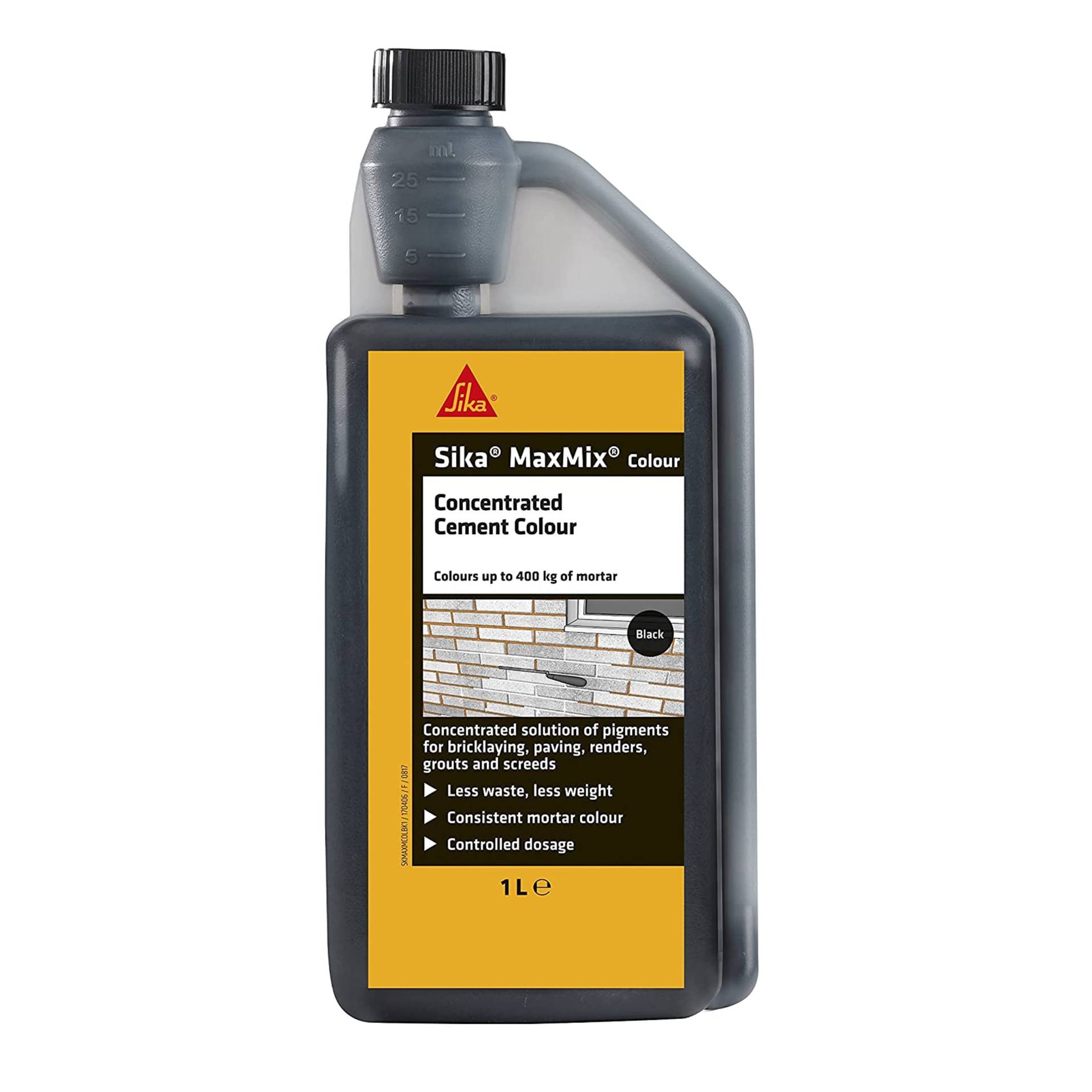 SIKA MaxMix Color – Konzentrierter Zementfarbstoff für Mörtel, Putzen, Beton und Ausrichten – Schwarz – 1 Liter von Sika