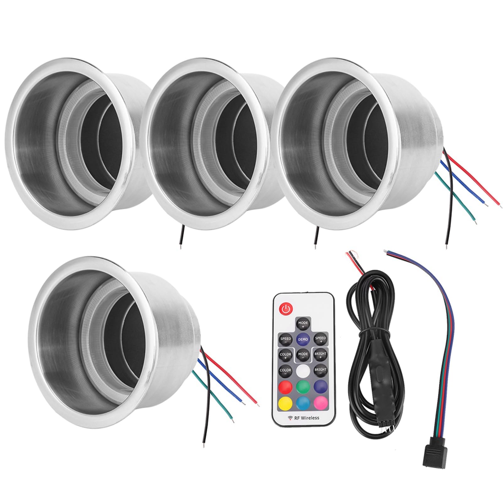 SILKROADSUPPLY 4er-Pack 12-V-RGB-LED-Auto-Getränkehalter-Untersetzer mit Fernbedienung – ideal für den Einsatz auf Schiffen, Wohnmobilen und LKWs von SilkRoadSupply