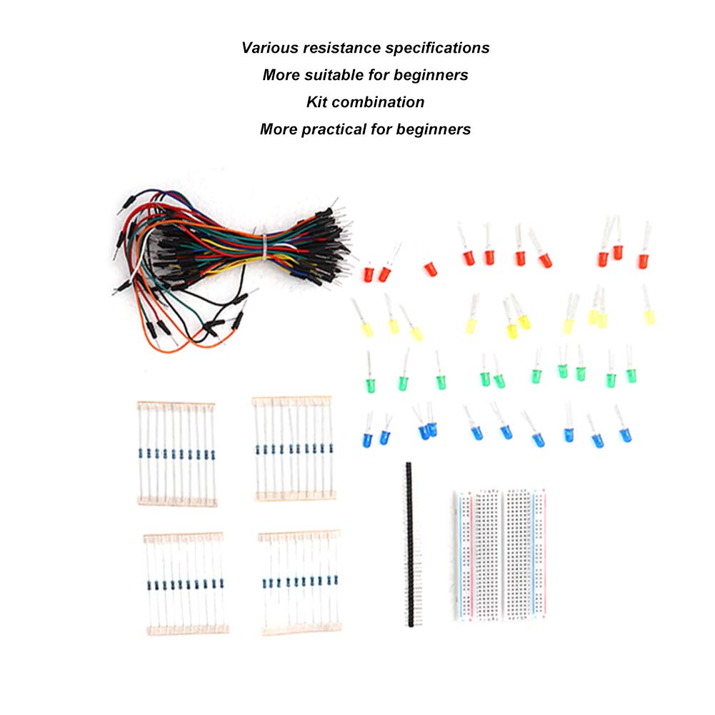 SilkRoadSupply Circuit Resistor Summer Kondensator Breadboard LED Elektrisches Komponenten -Kit für Anfänger mit hochwertigem Kunststoffmaterial 400 -Punkte -Störbrett und von SilkRoadSupply