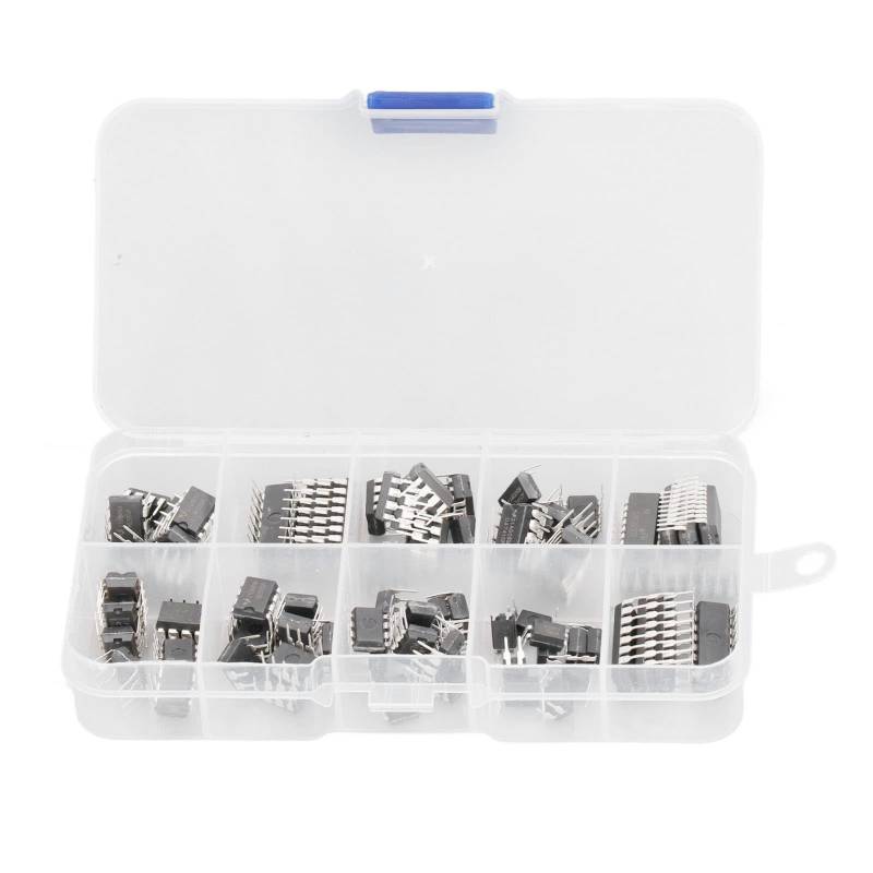 Silkroadsupply IC -Sortiment -Kit integrierte Schaltkreis Chips 85 Stcs Set mit 10 Spezifikationen für Home Circuit -Arbeit und Baugruppe Black Plastic Storage Box von SilkRoadSupply