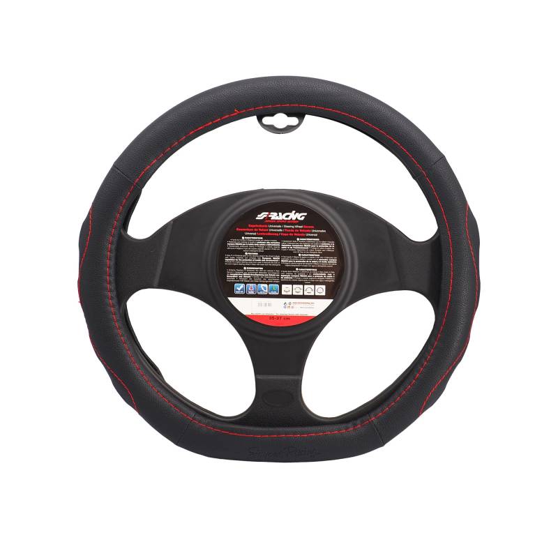 Simoni Racing Lenkradbezug Compe Small - Schwarz Ökoleder + Rote Nähte - 35-37cm von Simoni Racing