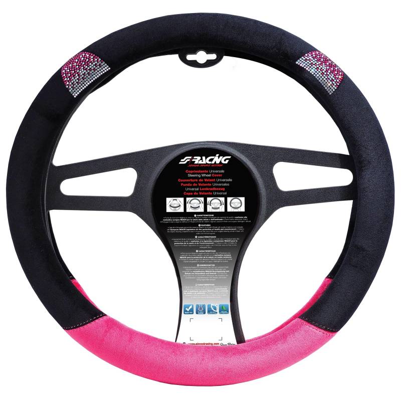 Simoni Racing Lenkradbezug Pussycat - Schwarz/Rosa - 37-39cm von Simoni Racing