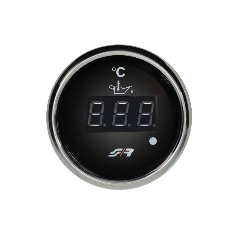 Simoni Racing OT/C Chrom-Rand Linie Öltemperatur-Instrument, Digitalanzeige Öltemperatur mit LED-Display für Auto oder LKW, rote Beleuchtung von Simoni Racing