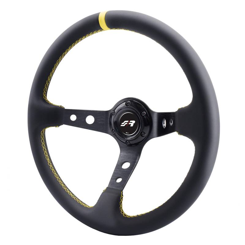 Simoni Racing SPEC Sport Steering Wheel Special, Schwarz Gelb Seams von Simoni Racing