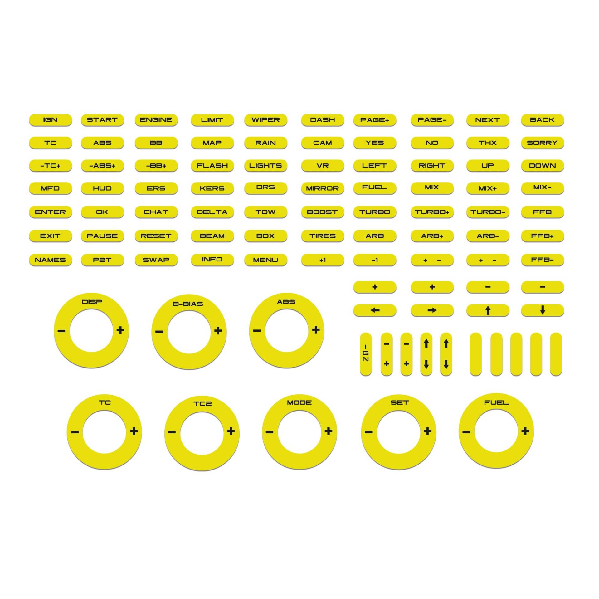 Simoni Racing SRS10 Gelb Fluoreszierende Aufkleber für Lenkrad von Fahr-Simulatoren, Aufkleber für Schalterpaneele, PVC von Simoni Racing