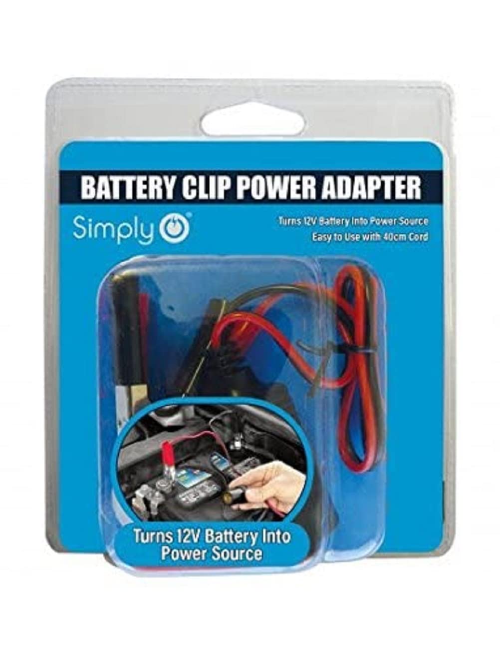 Einfach pow01 Akku Clip Netzteil, wandelt 12 V Batterie in Power Source, Power jedes Zubehör passend für 12 V Zigarettenanzünder von Simply