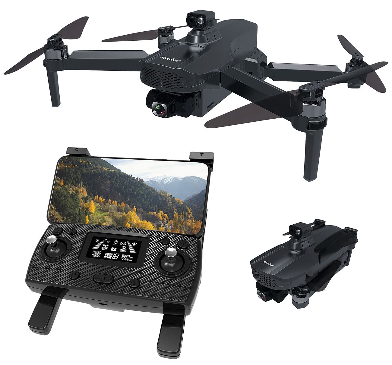 Simulus Drone: Faltbare GPS-Drohne, 4K-Cam, 360°-Abstandssensor, Brushless-Motor, App (Quadcopter, Quadrocopter-Drohne, Hubschrauber) von Simulus