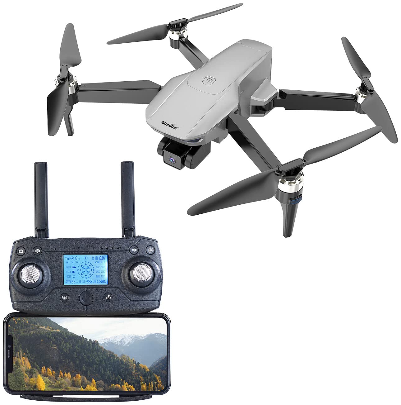 Simulus Dronen: Faltbare GPS-Drohne mit 4K-Cam, 3-Achsen-Gimbal, Brushless-Motor, App (Copter, Quadcopter-Drohne, Ferngesteuerte) von Simulus