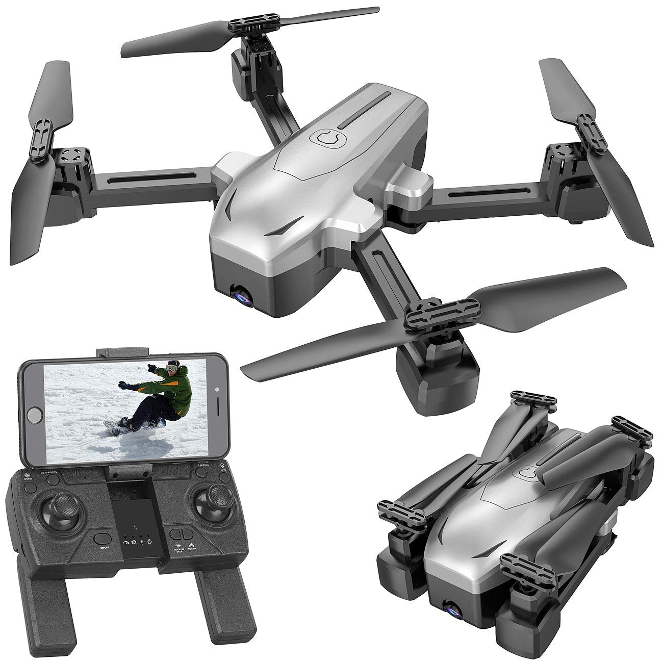 Simulus Drone: Faltbare GPS-Drohne mit 4K-Kamera, WLAN, Follow-Me, Gyroskop, App (Drohne mit Follow Me Funktion, Quadrocopter mit Kamera, Verfolgungsmodus) von Simulus