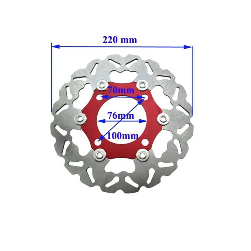 Bremsscheibe Rotor Motorrad 220mm Bremsscheibe Bremsscheibe Für 50cc 110cc 125cc 140cc 150cc 160cc Für SDG Für Rad Pit Dirt Bikes von SinSed