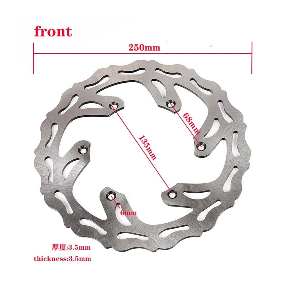 Bremsscheibe Rotor Motorrad Motorrad Vorne 250mm Hinten 245mm Bremsscheibe 6 Löcher Stahl Rotoren Für Y&amaha YZ125 YZ250FX YZ450F WR250F WR450F 03-15 Motocross von SinSed