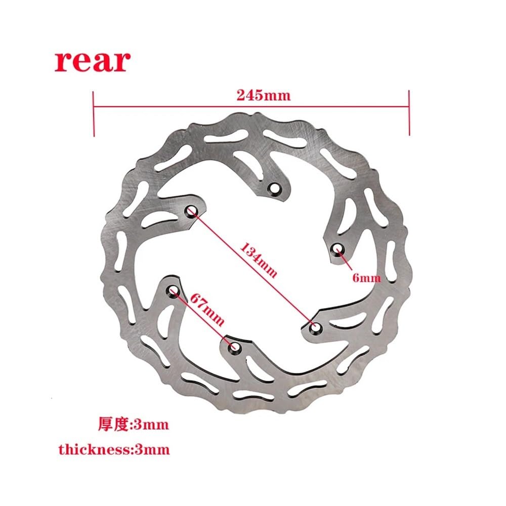 Bremsscheibe Rotor Motorrad Motorrad Vorne 250mm Hinten 245mm Bremsscheibe 6 Löcher Stahl Rotoren Für Y&amaha YZ125 YZ250FX YZ450F WR250F WR450F 03-15 Motocross von SinSed