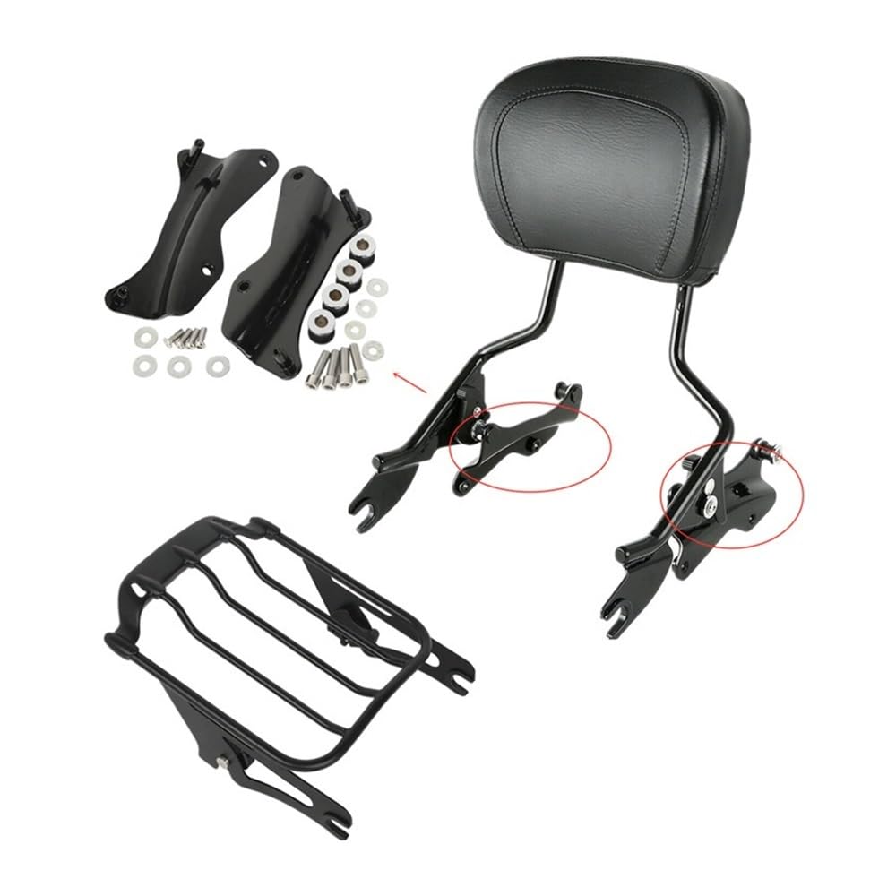 Gepäckträger Rückenlehnenpolster Abnehmbare Sissy Bar Rückenlehne Gepäckträger-Kits Für H&Arley Für Touring Für Road King Street Electra Glide FLHR FLHXS 2014–2024 von SinSed