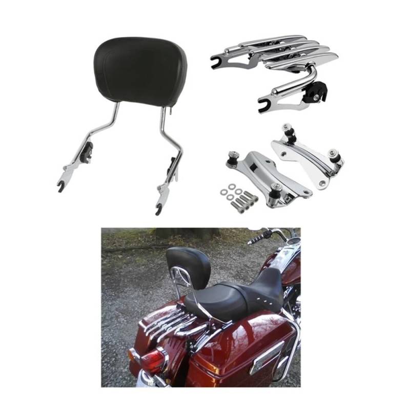 Gepäckträger Rückenlehnenpolster Abnehmbare Sissy Bar Rückenlehne Gepäckträger-Kits Für H&Arley Für Touring Für Road King Street Electra Glide FLHR FLHXS 2014–2024 von SinSed