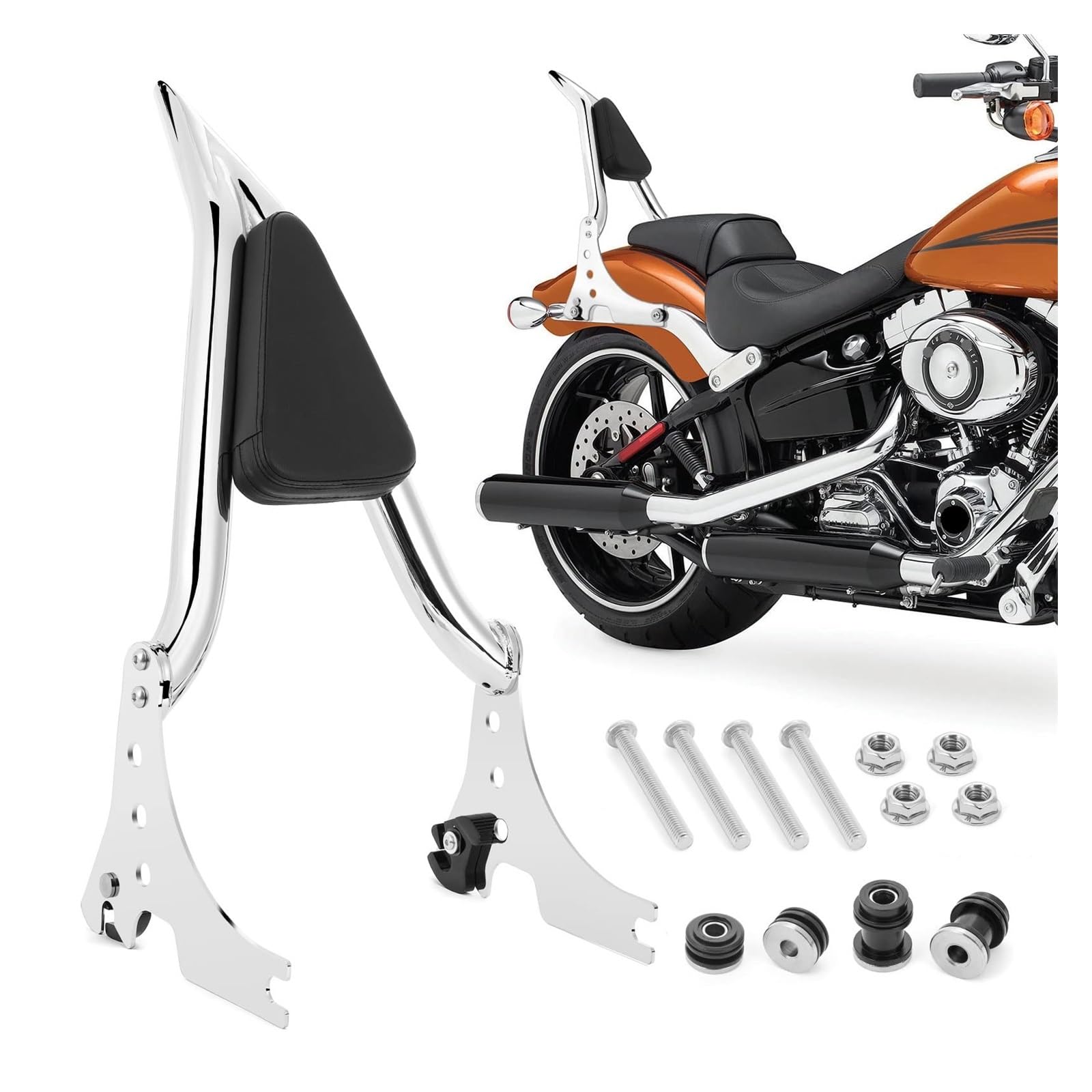 Gepäckträger Rückenlehnenpolster Motorrad Passagier Rückenlehne 16'' Abnehmbare Sissy Bar Hinten Passagier Rückenlehne Für H&Arley Für Sportster 2004-2021 von SinSed