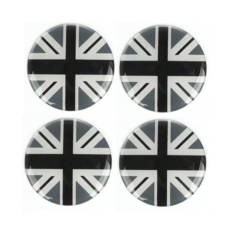 4 Stück 52 mm Union Jack UK Flagge Stil Rad Mitte Nabendeckel Abdeckungen Kariertes Emblem Abzeichen Aufkleber kompatibel mit Mini Cooper JCW One PJ07 von SinYor