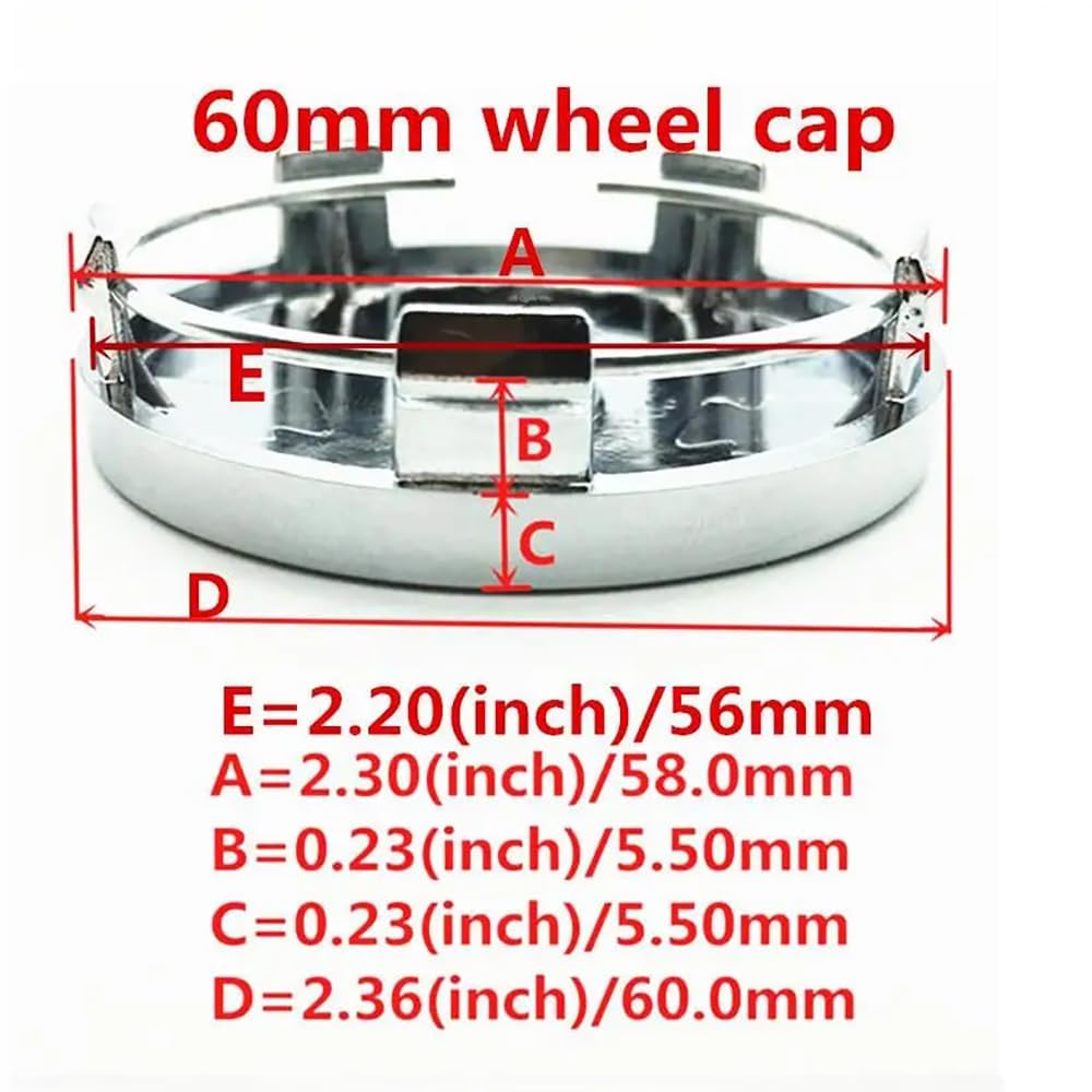 4 Stück 60MM für Auto Radnabenkappen Kompatibel mit für KIA Ceed Rio Picanto Sportage K5 K3 K2 NIRO - stark und robust - Nabenkappe für Auto,A-normal von SinYor