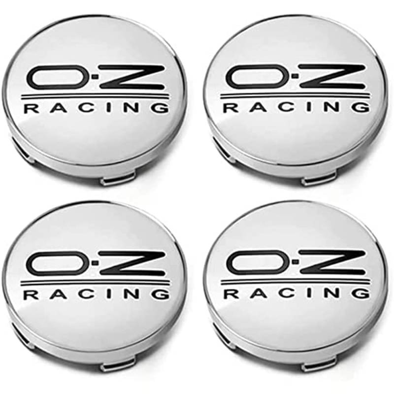 4 Stück Auto Nabendeckel für OZ Racing 60mm, Nabenkappen mit Logo Radnabenkappen Wasserdicht Staubdicht Anti Rost Felgendeckel Auto Accessoires,D Silver2-normal von SinYor