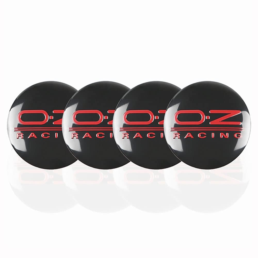 4 Stück Auto Radnabenkappen Wheel Center Caps Alufelgen Felgenkappen Nabendeckel Aufkleber, ​für OZ Racing 56MM Auto Dekoration Abzeichen Zubehör, Redblack von SinYor