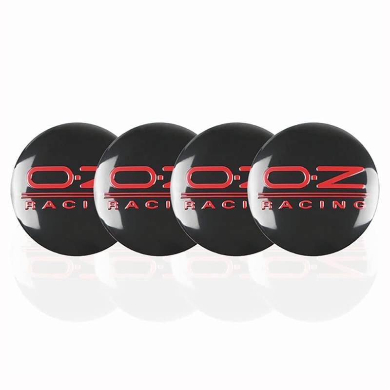 4 Stück Auto Radnabenkappen Wheel Center Caps Alufelgen Felgenkappen Nabendeckel Aufkleber, ​für OZ Racing 56MM Auto Dekoration Abzeichen Zubehör, Redblack von SinYor