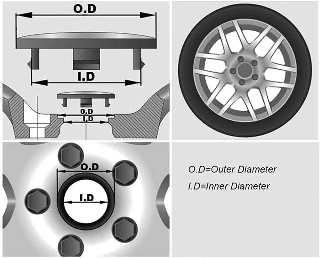 4 Stück Nabenkappen für Mitsubishi ASX Ralliart Outlander Lancer Pajero Eclipse Galant Pajero 60mm, Nabendeckel, Felgenkappen, Radnabenabdeckung, Felgendeckel,D von SinYor