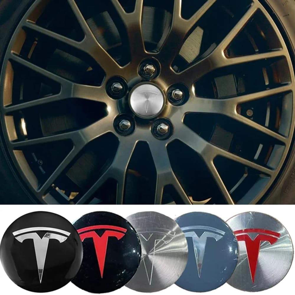 4 Stück Radnabenkappen Aufkleber für Tesl-a Model 3 Highland Model S X Y 56MM Felgendeckel Radkappen Reifen Felgen Radnabenabdeckung Zubehör,Graystyle-normal von SinYor