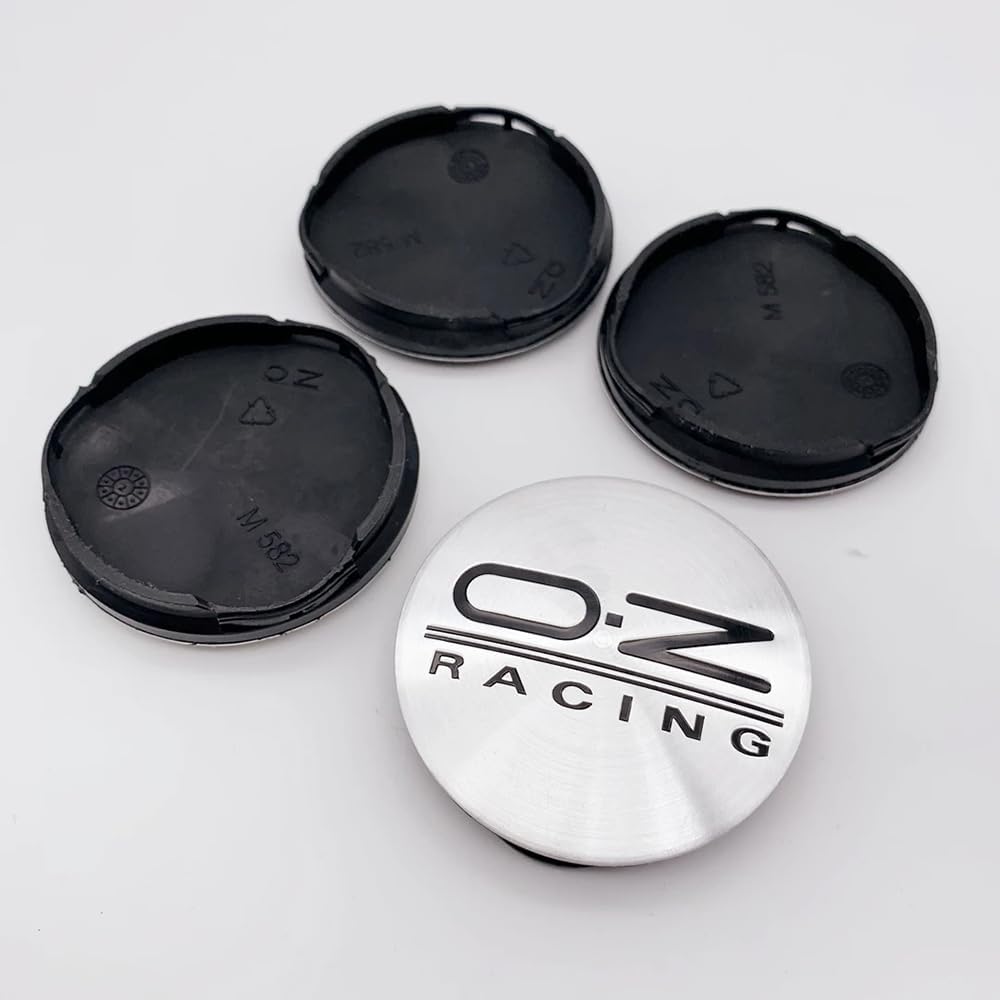 4 Stück Radnabenkappen für 52mm/55mm OZ M582 Felgendeckel Radkappen Reifen Felgen Radnabenabdeckung Zubehör,Silverblack-normal von SinYor