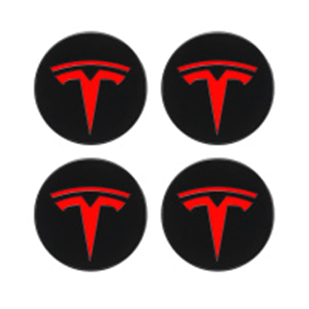 4 Stück Radnabenkappen für Tesla Model 3 Model Y Model S Model X Model 3 Highland 56MM Felgendeckel Radkappen Reifen Felgen Radnabenabdeckung Zubehör,BlackRed-normal von SinYor