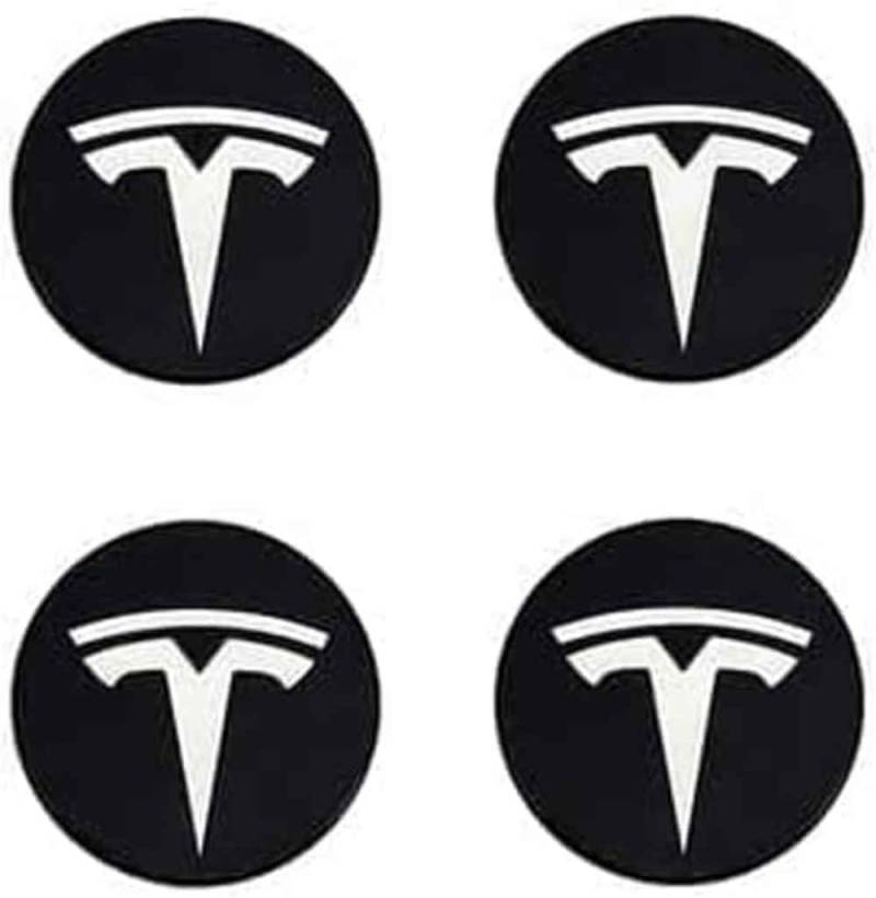 4 stück Auto Nabendeckel für Tesla Model S X 3 64mm, Felgenkappen Radnabenkappen Nabenabdeckung Radnaben Mittel Abdeckungen Abzeichen Sticker,A-normal von SinYor