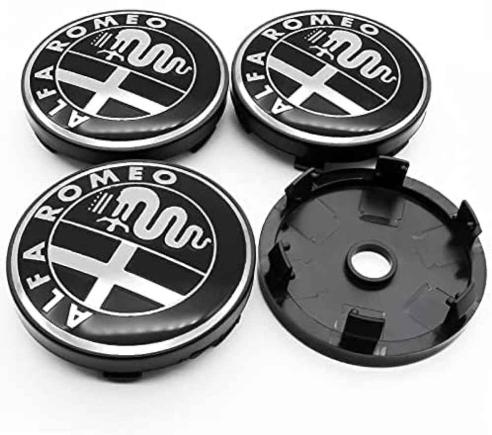 Nabenkappen Radnabendeckel Compatible für Alfa Romeo Giulietta Spider 147 156 159 60mm, Felgendeckel ABS Radkappen Felgenkappen Wheel Caps Radnabenkappen, Radnabendeckel Zierdeckel,A von SinYor