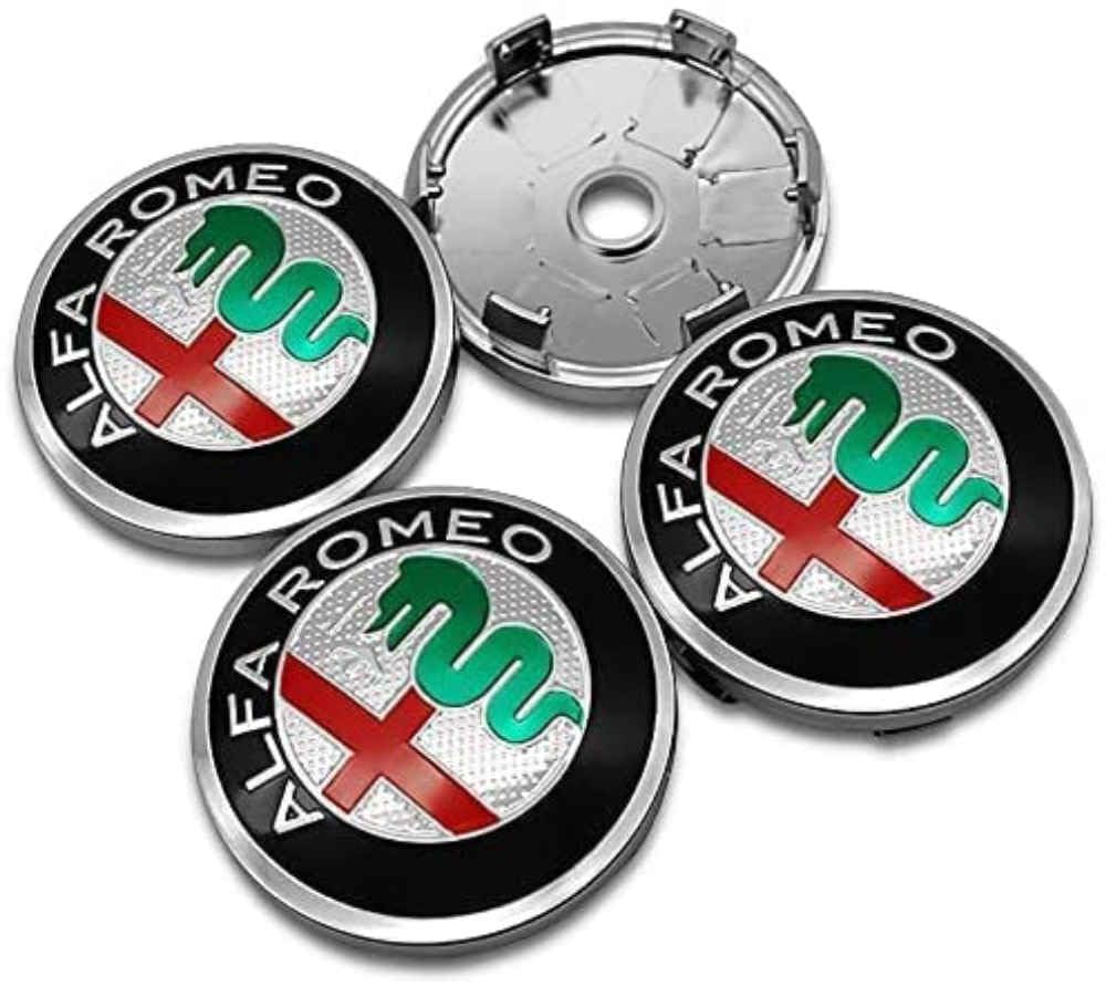 Nabenkappen Radnabendeckel Compatible für Alfa Romeo Giulietta Spider 147 156 159 60mm, Felgendeckel ABS Radkappen Felgenkappen Wheel Caps Radnabenkappen, Radnabendeckel Zierdeckel,D von SinYor