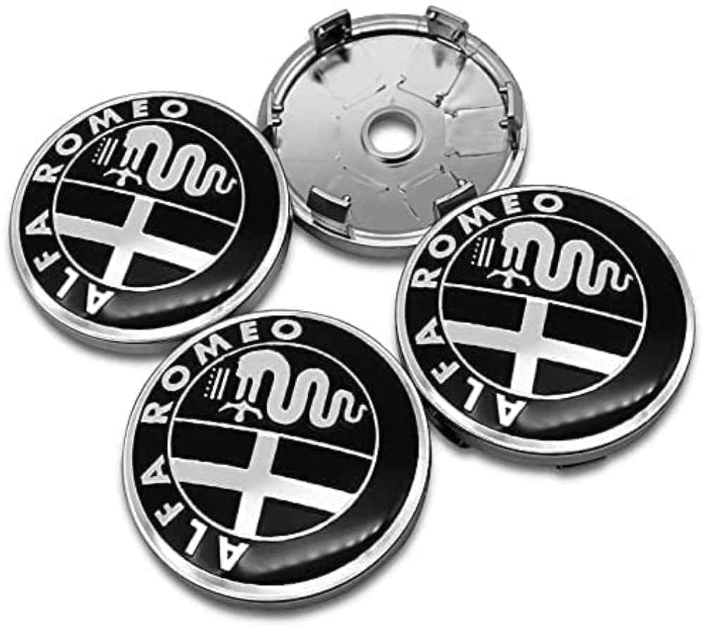 Nabenkappen Radnabendeckel Compatible für Alfa Romeo Giulietta Spider 147 156 159 60mm, Felgendeckel ABS Radkappen Felgenkappen Wheel Caps Radnabenkappen, Radnabendeckel Zierdeckel,F von SinYor