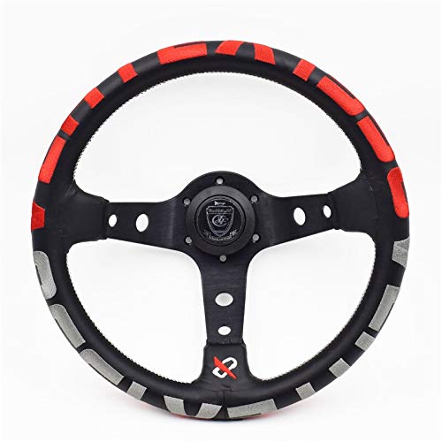 Drifting Steering Wheel,Sportlenkrad 13inch echtes Leder Drift Sport Lenkräder (Color : Red) von SinseD