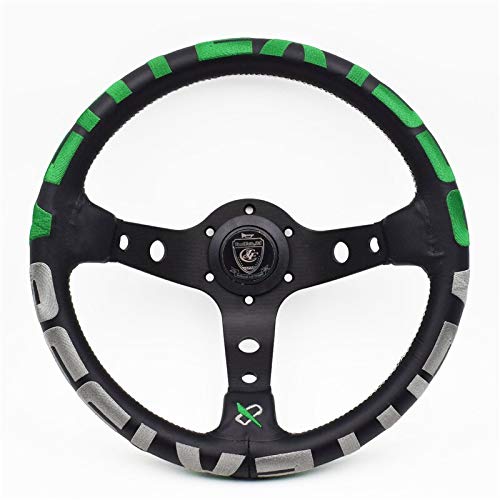 Drifting Steering Wheel,Sportlenkrad 13inch echtes Leder Stickerei Drift Sportlenkräder (Color : Green) von SinseD