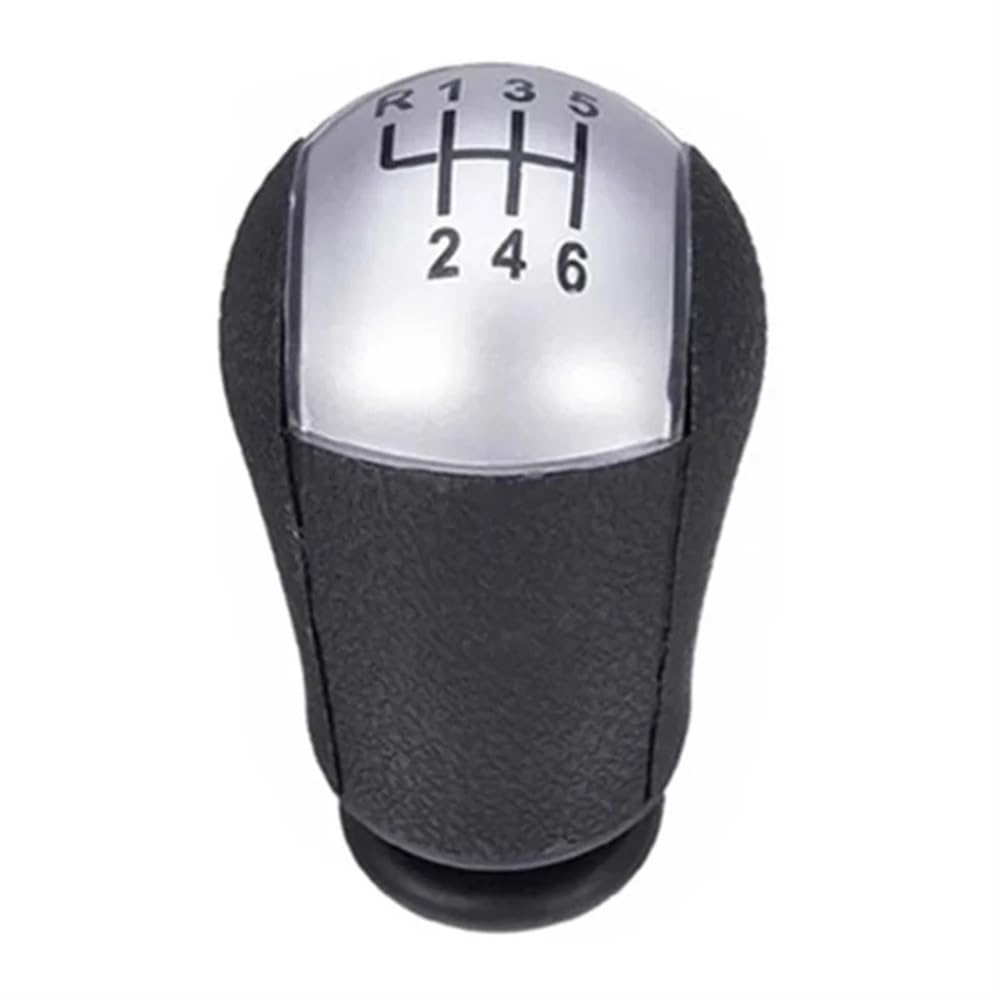 Auto Schaltknauf Kompatibel mit Ford für Focus 2 für Mondeo MK2 2004-2011 5/6-Gang MT Auto-Schaltknauf Hebel Gaitor Shifter Boot Cover(6 Speed Silver knob) von Siuku