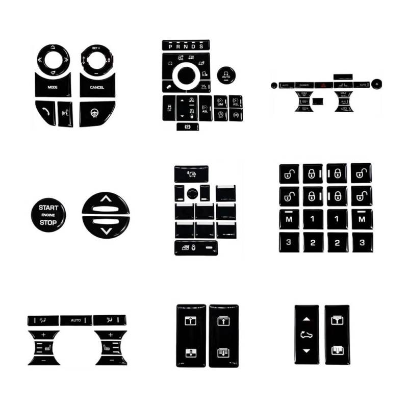 Automobilinnenraum Kompatibel Mit Land Für Rover Für Discovery 5 Für Range Für Rover Sport 2014-2017 Button Aufkleber Innenabdeckung Terrain Switch Klimaanlage(9 Parts a Set) von Siuku