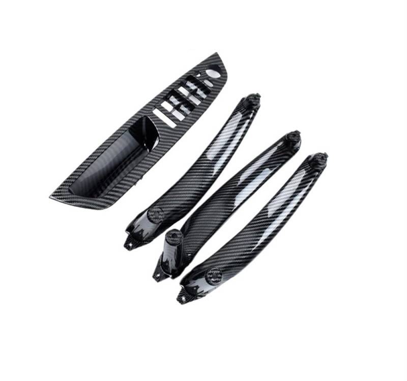 Autotür Innengriff Kompatibel Mit X5 X6 E70 E71 E72 2007-2014 LHD Auto Linke Vordere Fahrersitzarmlehne Innentürgriff Innenverkleidung Zugverkleidung(Carbon Fiber 4Pcs) von Siuku