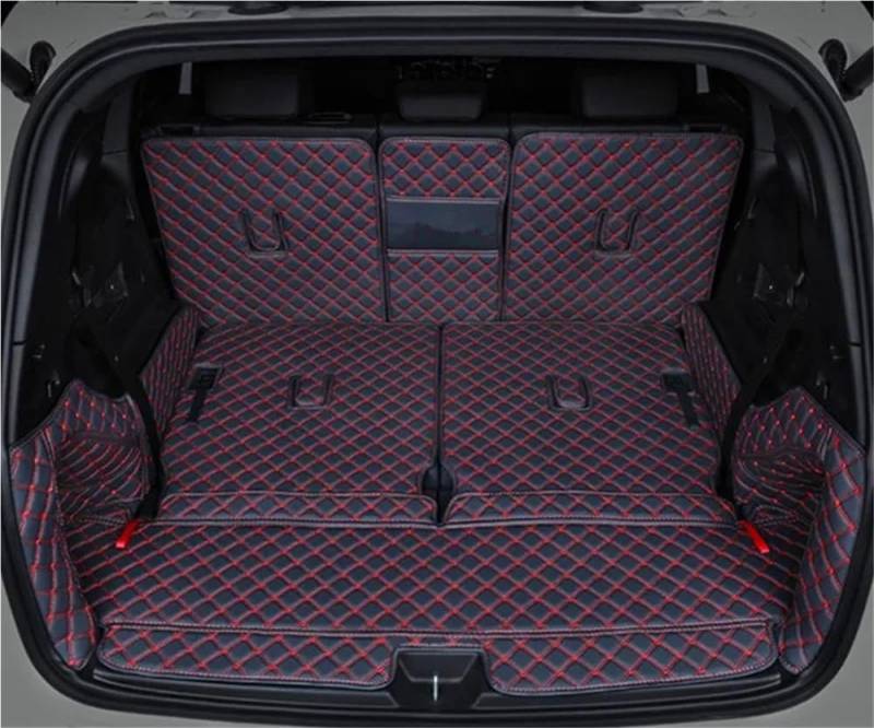 Kompatibel mit Benz für GLB 180 200 220 250 7 Sitze 2020–2024 spezielle Kofferraummatten Kofferraumteppiche Matte Cargo-Liner-Abdeckung(Black with red) von Siuku