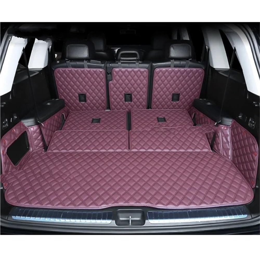 Kompatibel mit Benz für GLS 400 450 X167 2020-2023 Kofferraummatten Cargo Liner Schutzabdeckung Pads Heckteppich(7 Seats Wine Red) von Siuku