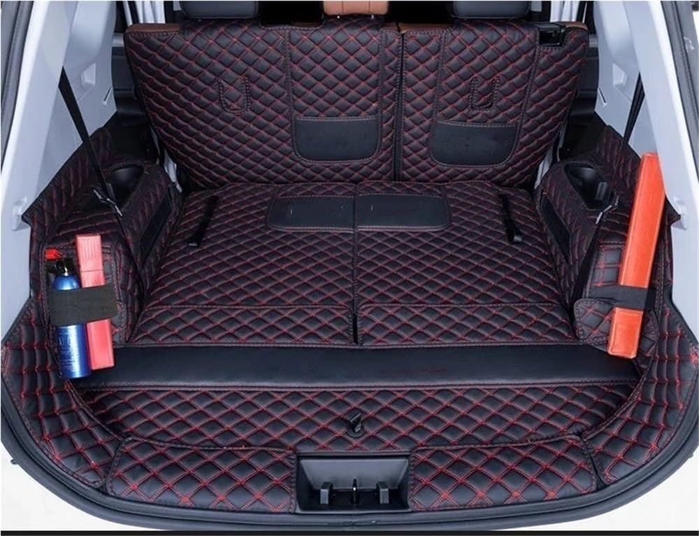 Kompatibel mit Chery für Tiggo 8 2020 2021 2022 2023 2024 7 Sitze Kofferraummatten Cargo Liner Zubehör(Full Set Black red) von Siuku