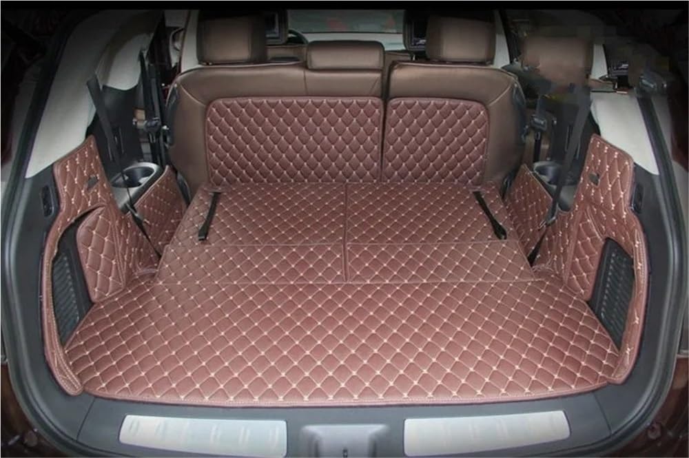 Kompatibel mit Infiniti für JX35 7 Sitze 2011-2015 Spezielle Kofferraummatten wasserdichte Cargo-Liner-Kofferraumteppiche(Brown) von Siuku